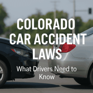 A car accident graphic representing the Colorado car accident laws drivers should know