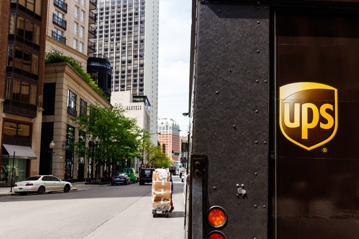 UPS Truck showing the logo