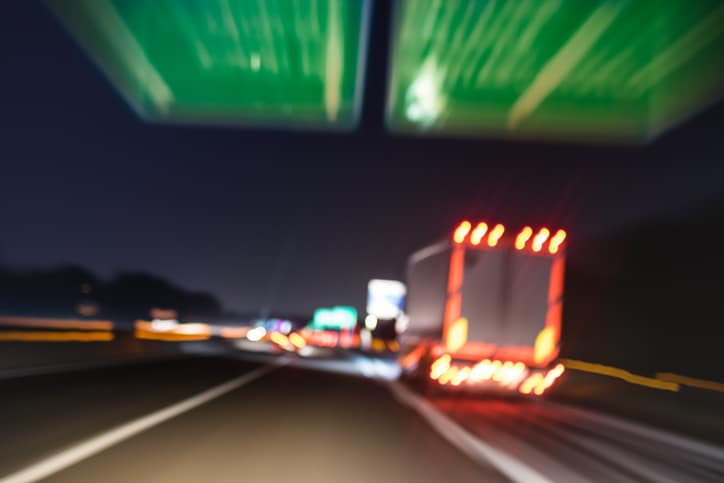 Semi truck speeding on highway
