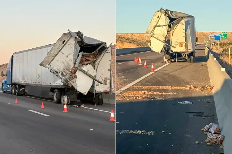 Turck accident potatoes in Nevada